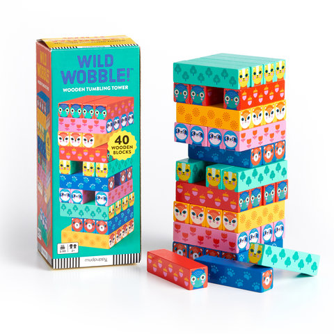 Wild Wobble! Wooden Tumbling Tower
