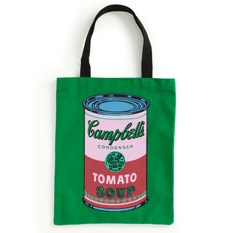 Warhol Soup Can Canvas Tote Bag - Green