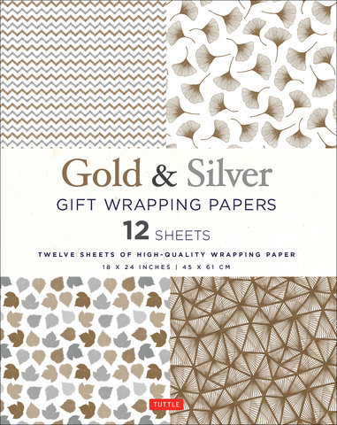 Gold & Silver Gift Wrapping Papers - 12 Sheets