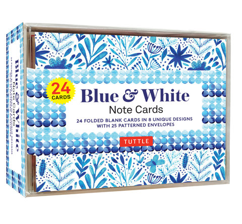Blue & White Note Cards, 24 Blank Cards