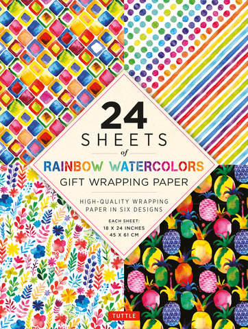 Rainbow Watercolors Gift Wrapping Paper - 24 sheets