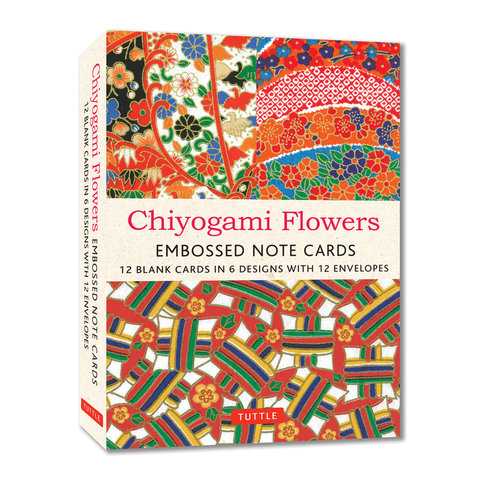 Chiyogami Flowers Embossed Note Cards - 12 Cards