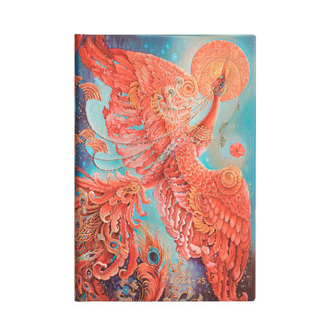 2024-2025 Weekly Planner, Firebird, Birds of Happiness, 18-Month, Mini, Horizontal, Elastic Band, 208 Pg, 80 GSM