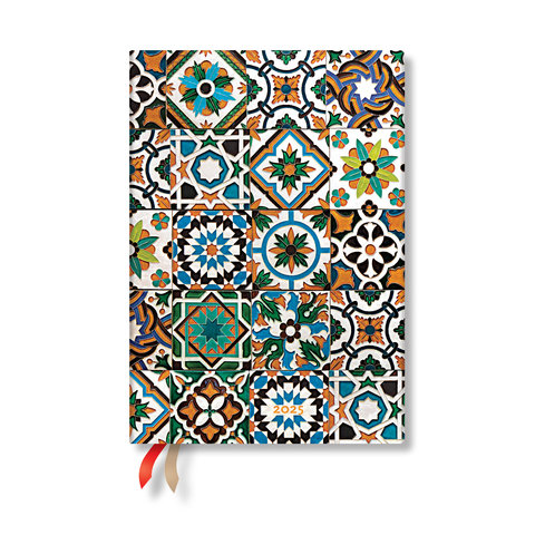 2025 Weekly Planner, French, Porto, Portuguese Tiles, 12-Month, Slim, Horizontal, Elastic Band, 160 Pg, 100 GSM