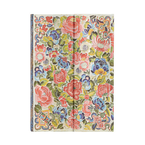 2024 Pear Garden, Peking Opera Embroidery, 12-Month, Mini, Day Planner, Wrap Closure, 416 Pg, 80 GSM