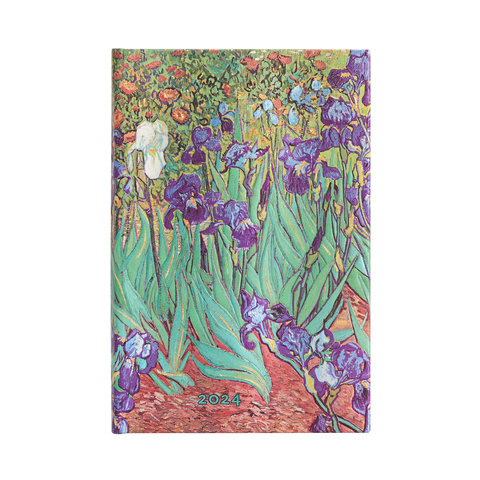2024 Van Gogh's Irises, 12-Month, Mini, Horizontal, Elastic Band Closure, 160 Pg, 100 GSM