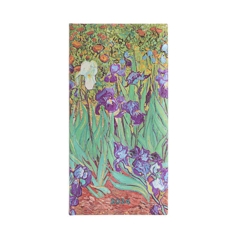 2024 Van Gogh's Irises, 12-Month, Slim, Horizontal, Elastic Band Closure, 160 Pg, 100 GSM