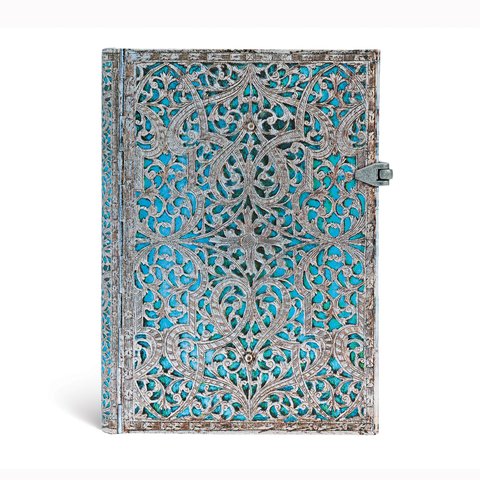 Maya Blue, Silver Filigree Collection, Hardcover, Midi, Lined, Clasp Closure, 240 Pg, 120 GSM