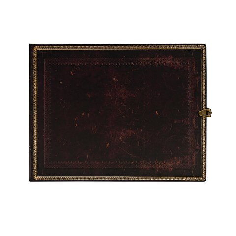 Black Moroccan, Old Leather Collection, Guest Book, Unlined, Clasp Closure, 144 Pg, 120 GSM