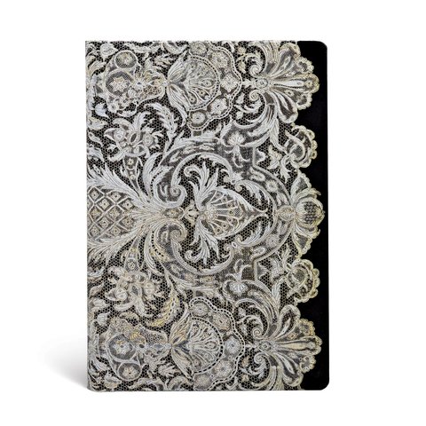 Ivory Veil, Lace Allure, Hardcover, Mini, Lined, Elastic Band Closure, 176 Pg, 85 GSM