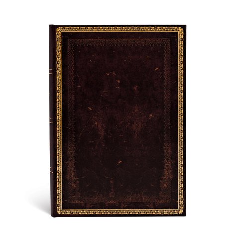 Black Moroccan, Old Leather Collection, Hardcover, Midi, Lined, Elastic Band Closure, 144 Pg, 120 GSM