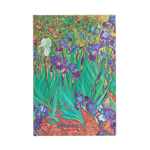 2024 Van Gogh's Irises, 18-Month, Mini, Horiztonal, Elastic Band Closure, 208 Pg, 80 GSM