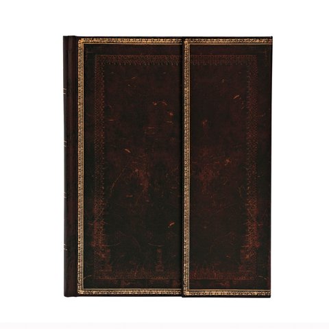 Black Moroccan, Old Leather Collection, Hardcover, Ultra, Lined, Wrap Closure, 144 Pg, 120 GSM