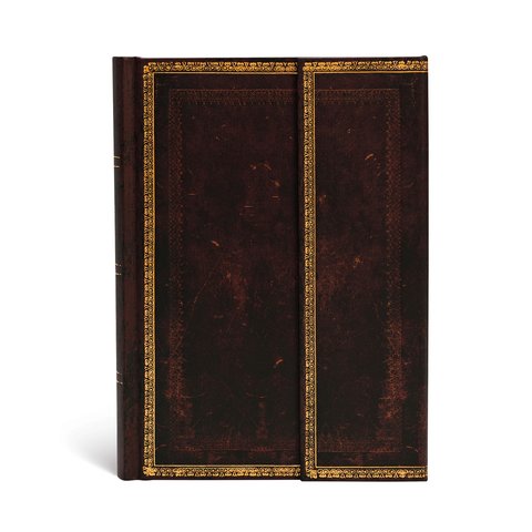 Black Moroccan, Old Leather Collection, Hardcover, Midi, Lined, Wrap Closure, 144 Pg, 120 GSM