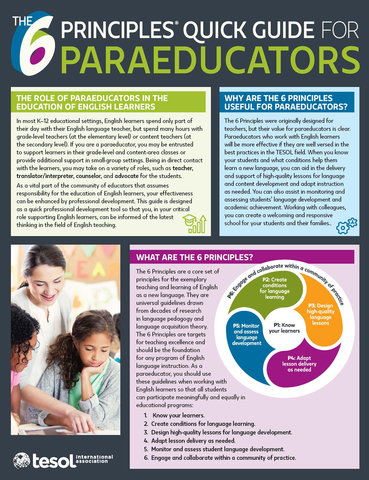 The 6 Principles Quick Guide for Paraeducators (Pack of 5)