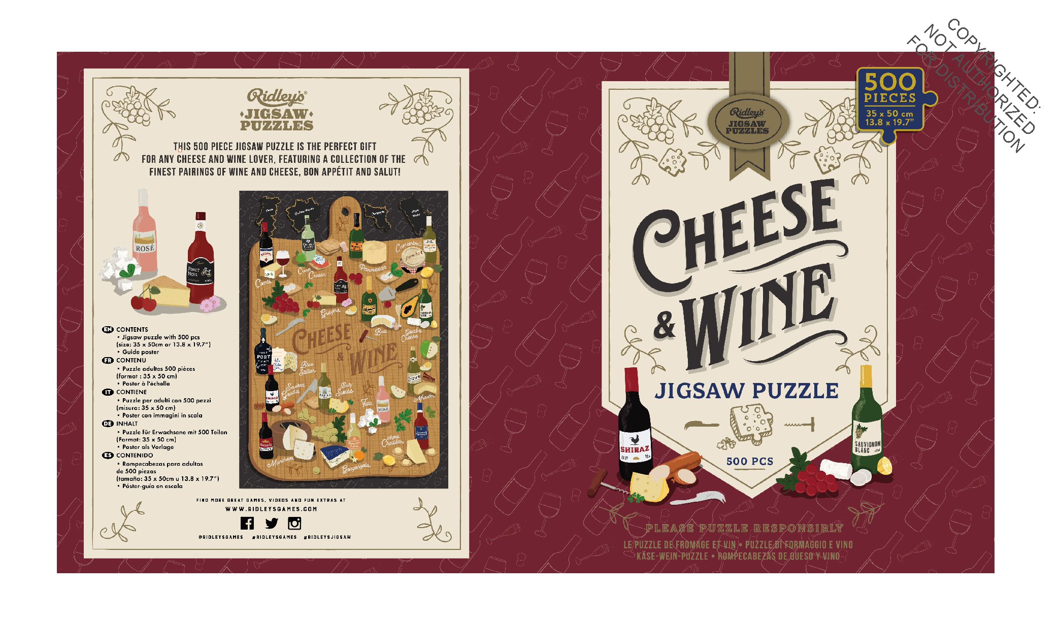 Cheese + Wine 500 Piece Jigsaw Puzzle