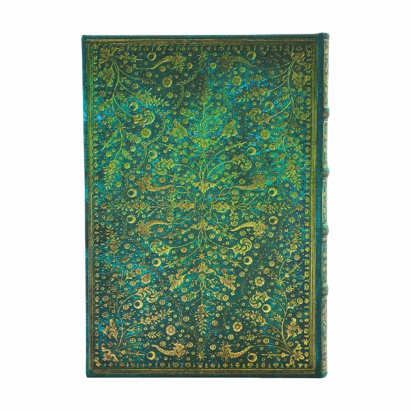 Emerald Flower Midi Unlined Hardcover Journal, 144pg, 120GSM, Marsh's Library by Paperblanks (Nature's Grace)