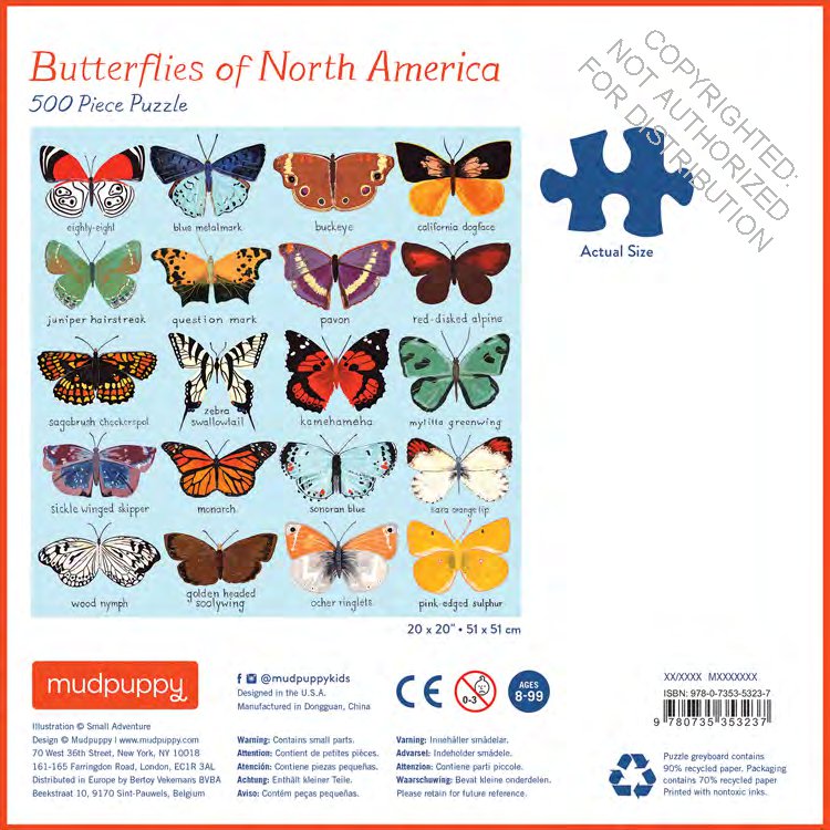 Butterflies of North America 500 Piece Family Puzzle