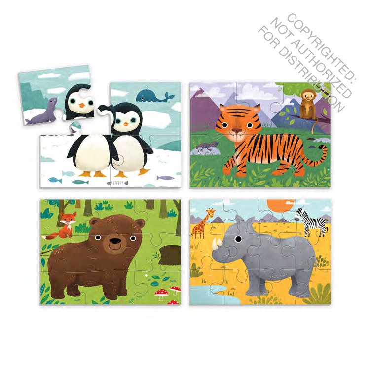 Animals Of The World 4-in-a-box Puzzle Set
