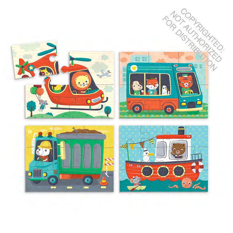 Transportation 4-in-a-box Puzzle Set