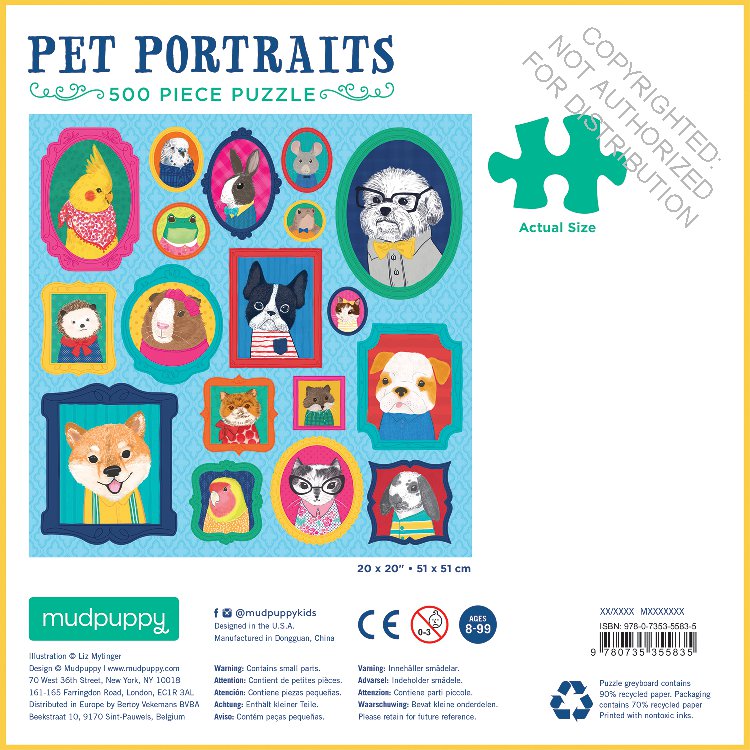Pet Portraits 500 Piece Puzzle
