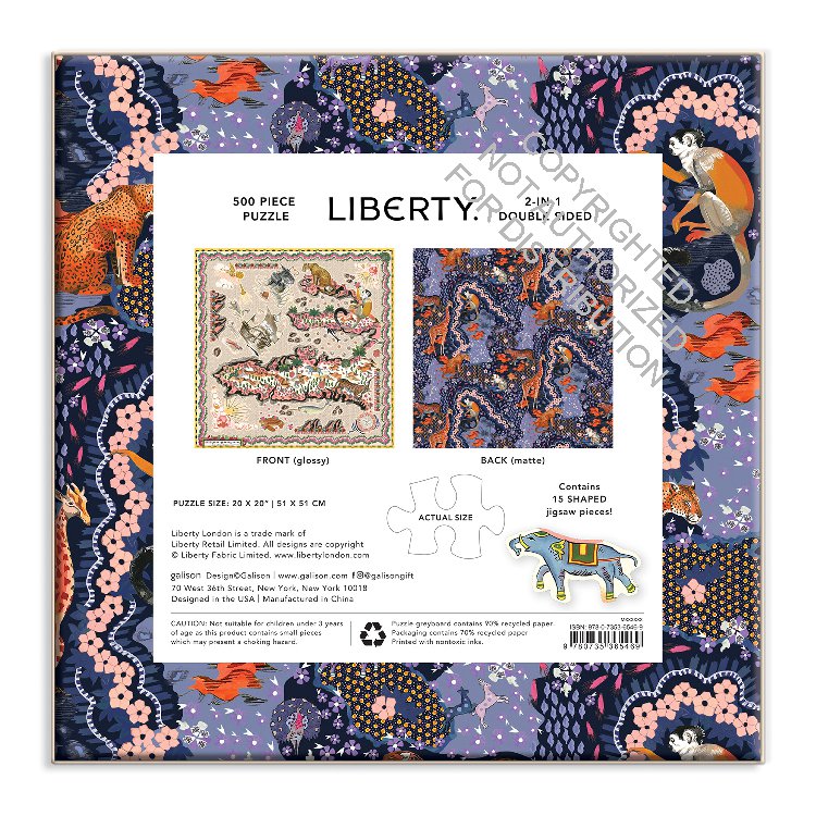 Liberty London Maxine 500 Piece Double Sided Puzzle With Shaped Pieces