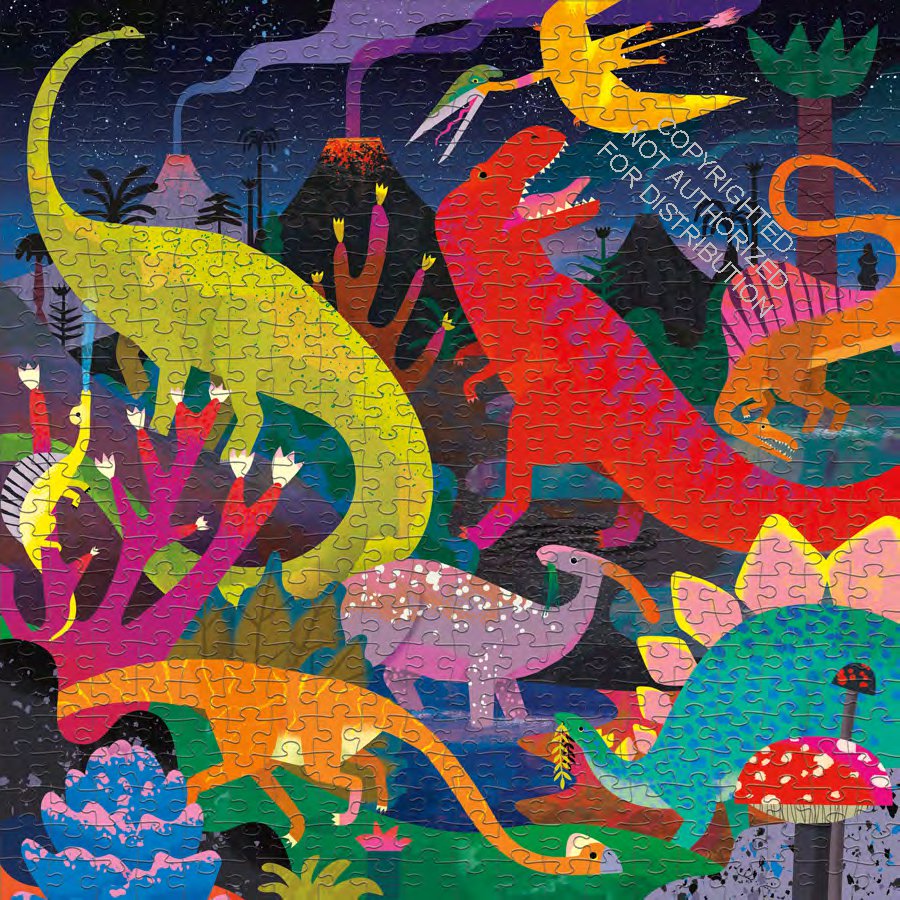 Dinosaurs Illuminated 500 Piece Glow in the Dark Family Puzzle