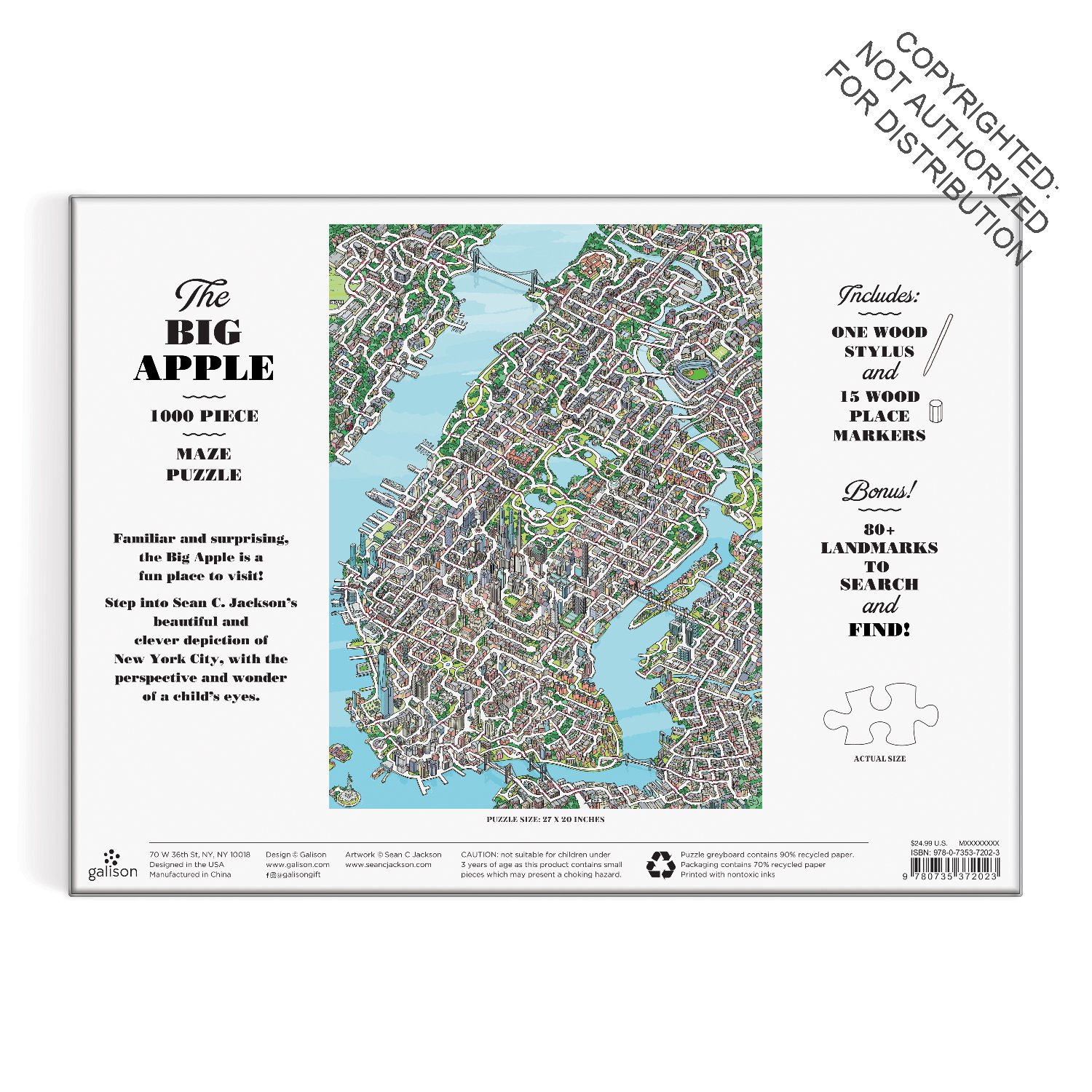 The Big Apple 1000 Piece Maze Puzzle