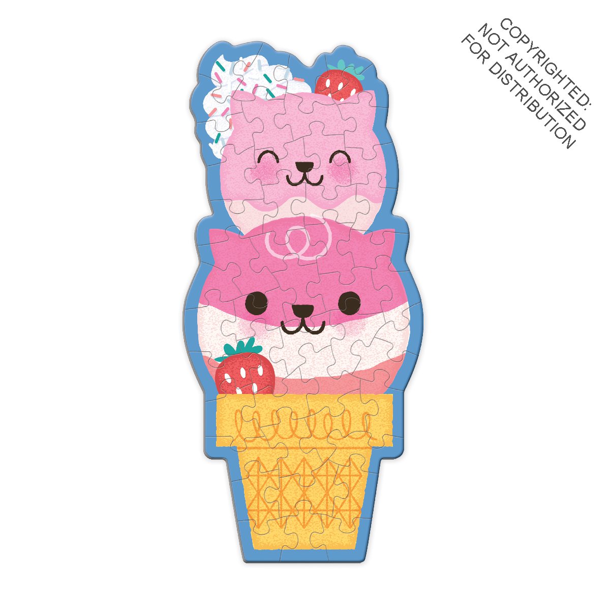 Strawberry Cat Cone 48 Piece Scratch and Sniff Shaped Mini Puzzle