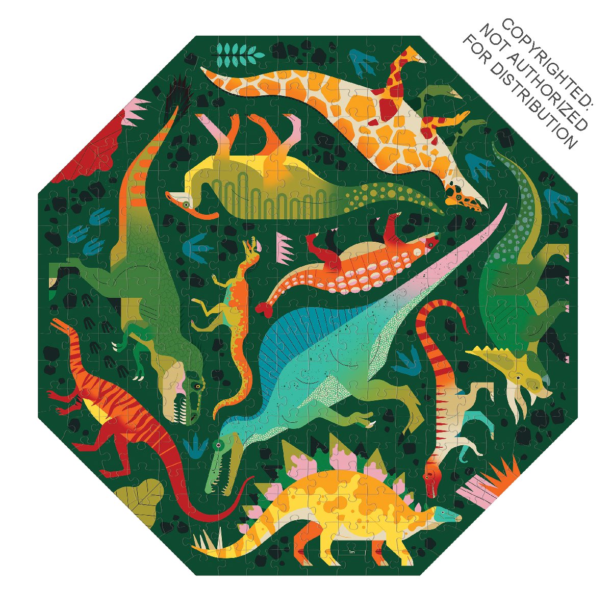 Dinosaurs to Scale 300 Piece Octagon Shaped Puzzle