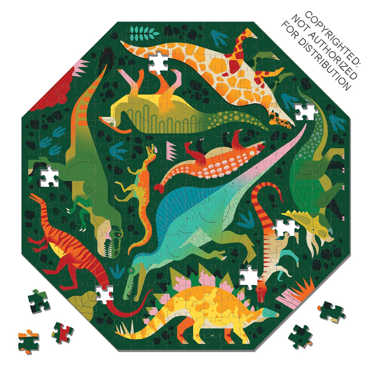 Dinosaurs to Scale 300 Piece Octagon Shaped Puzzle