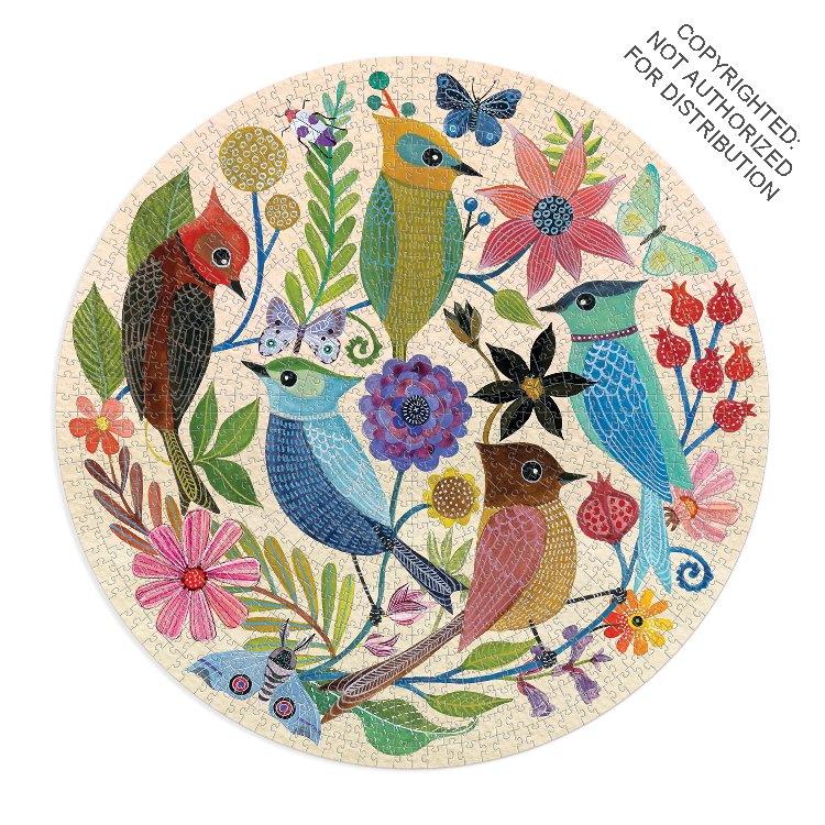 Circle of Avian Friends 1000 Piece Round Puzzle