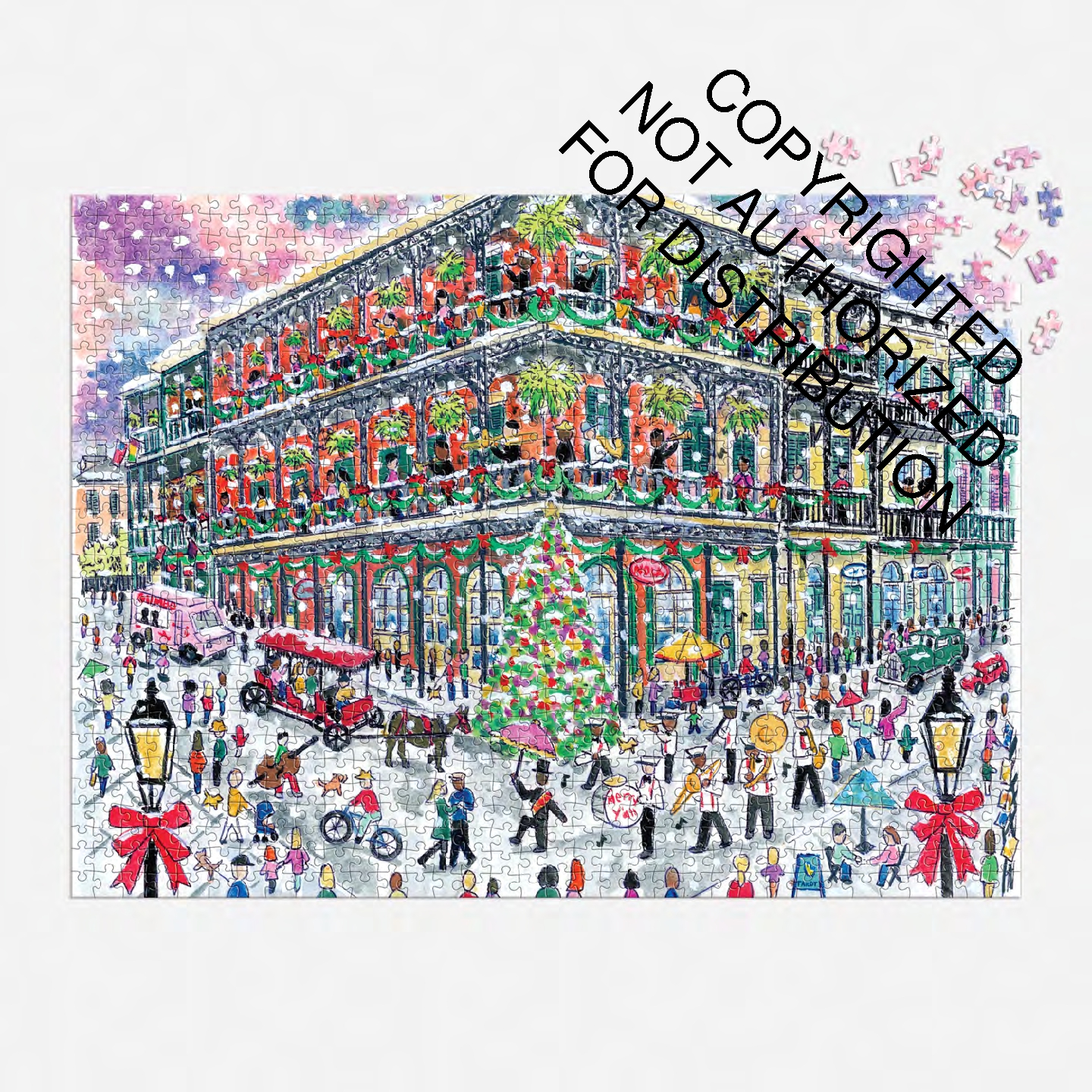 Michael Storrings Christmas in New Orleans 1000 Piece Puzzle with Square Box
