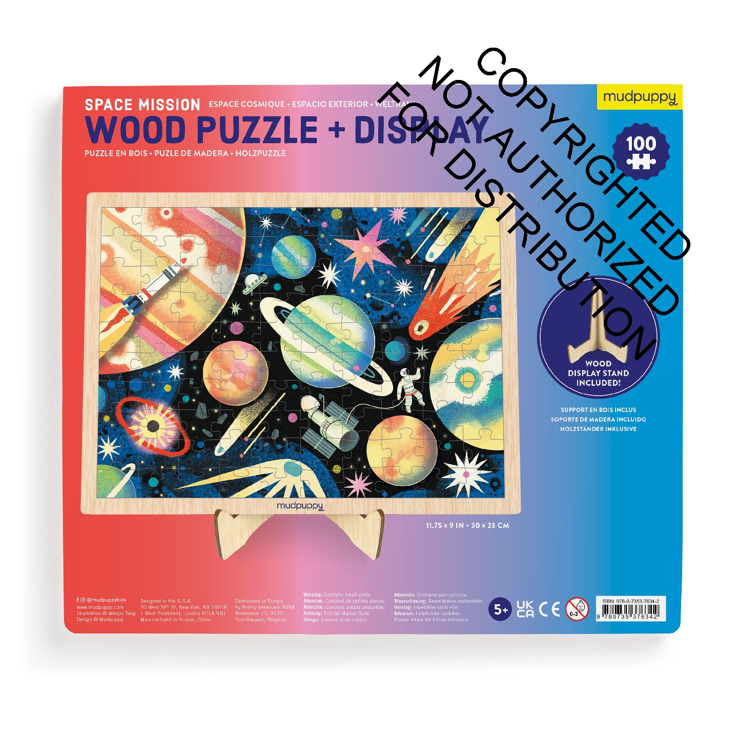 Space Mission 100 Piece Wood Puzzle + Display