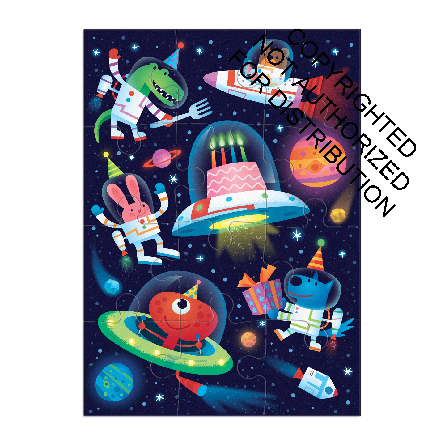 Cosmic Party Greeting Card Puzzle