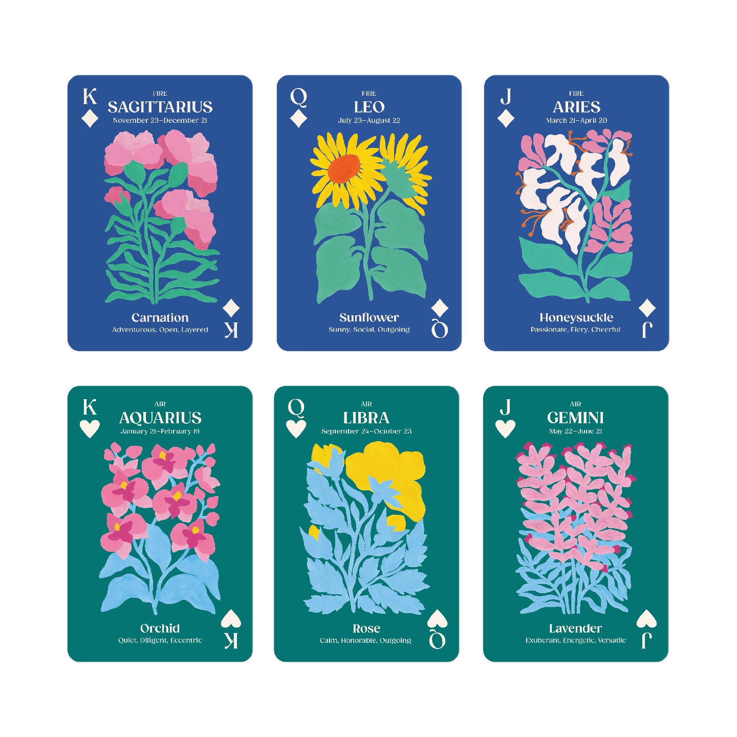 Zodiac Flowers Playing Card Set