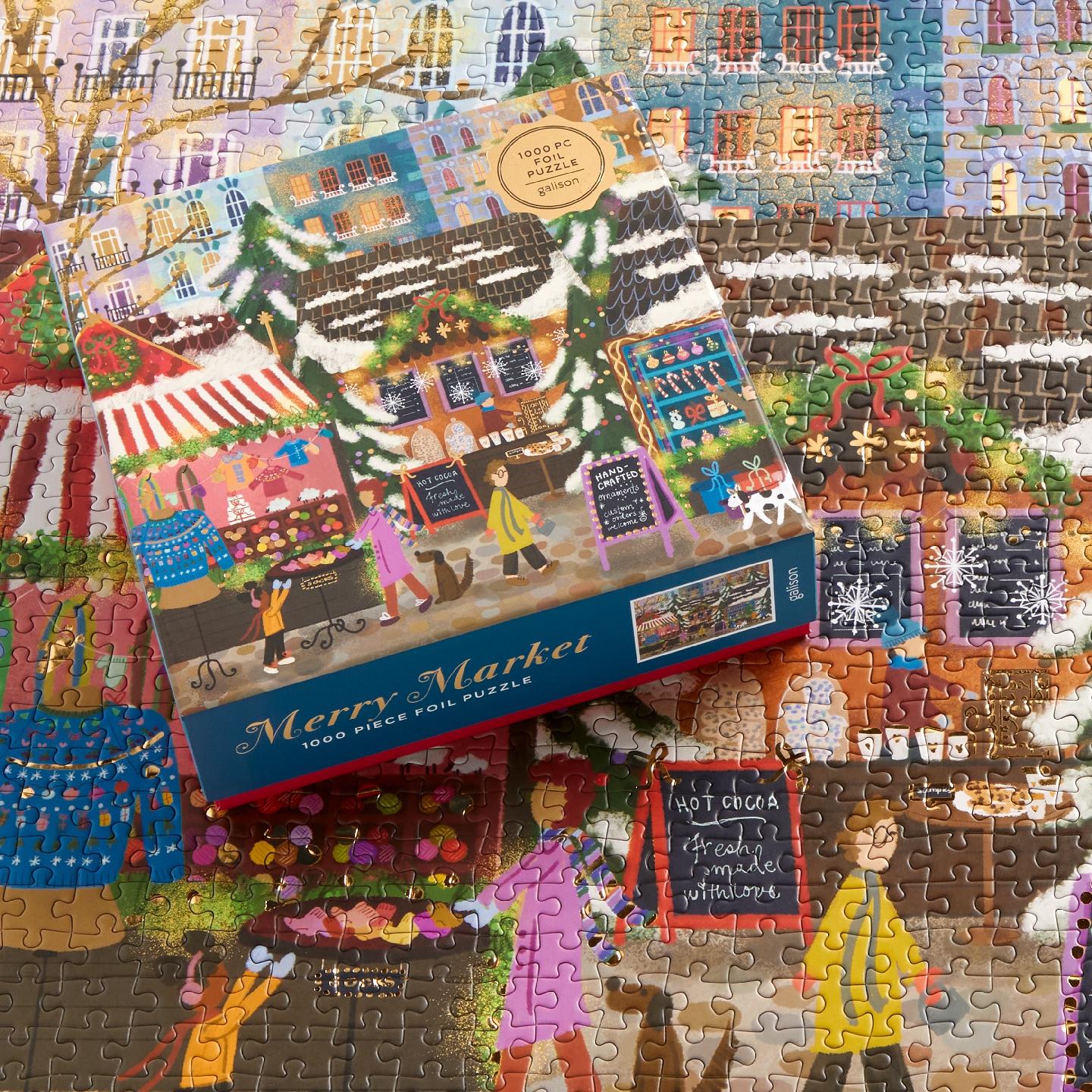 Joy Laforme Merry Market 1000 Piece Foil Puzzle in a Square Box