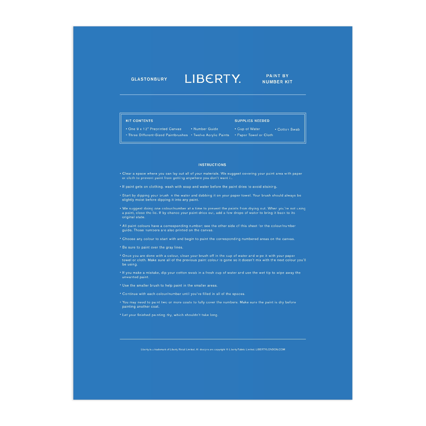 Liberty 9 x 12 Paint by Number Kit Glastonbury