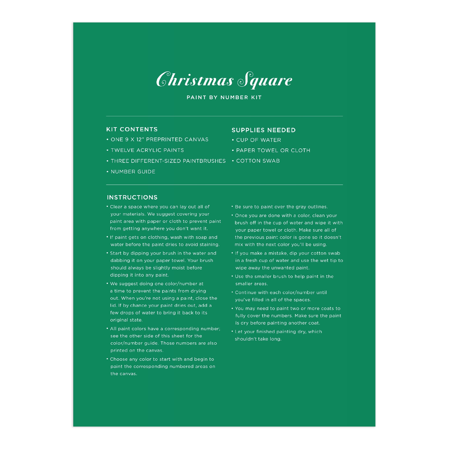 Joy Laforme Christmas Square 9 x 12 Paint by Number Kit