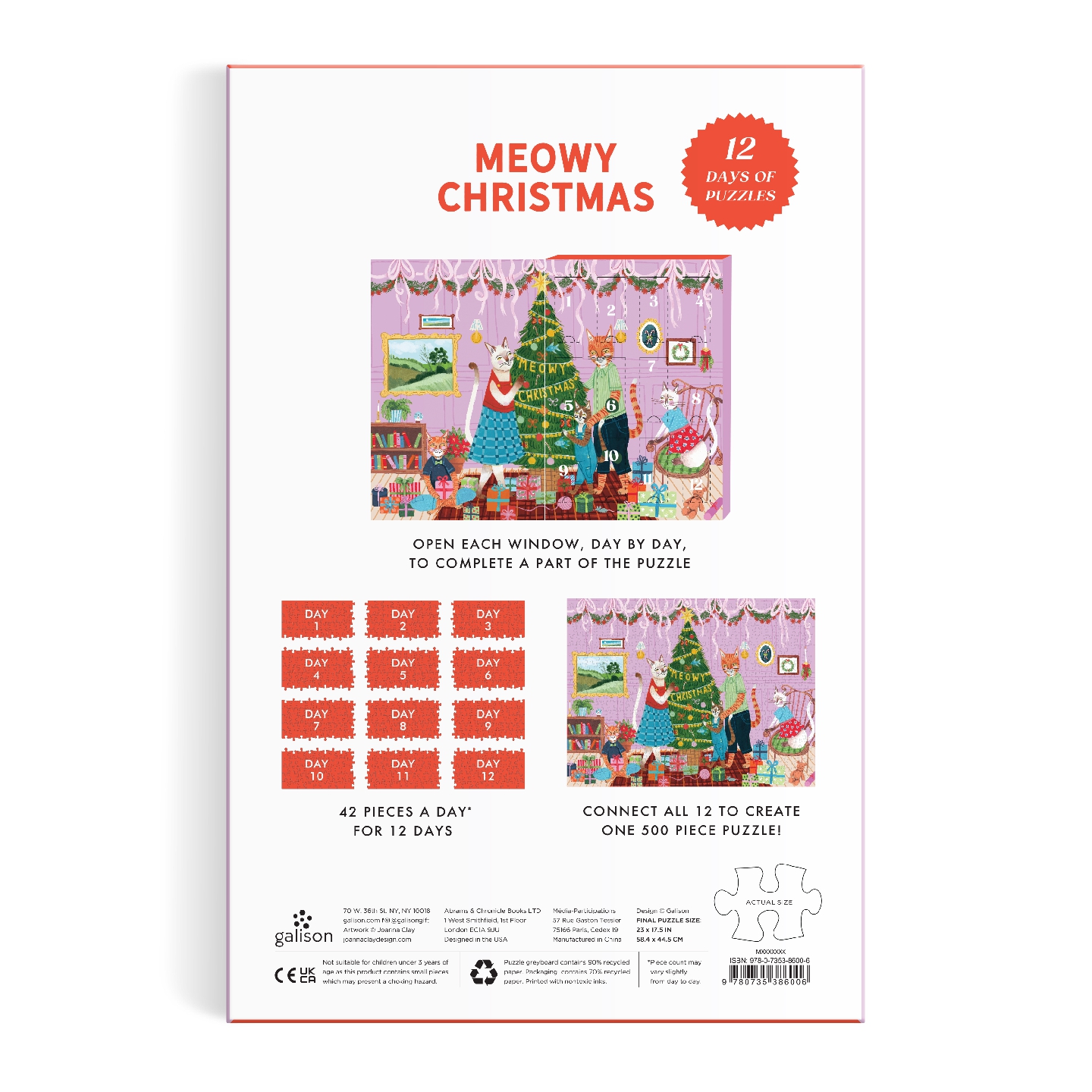 Meowy Christmas 12 Days of Puzzles 500 Piece Countdown