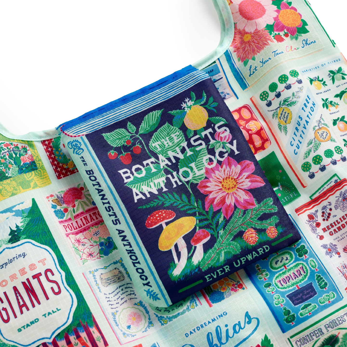 Ever Upward Botanist Bookshelf Packable Nylon Tote Bag