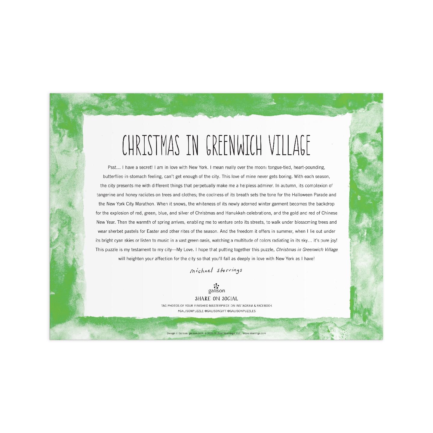 Michael Storrings Christmas in Greenwich Village 1000 Piece Puzzle