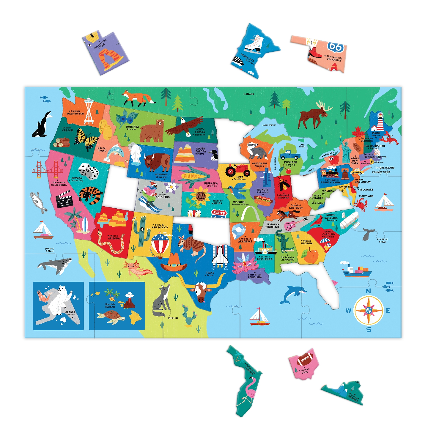 Map of the U.S.A. 50 Piece Giant Floor Puzzle