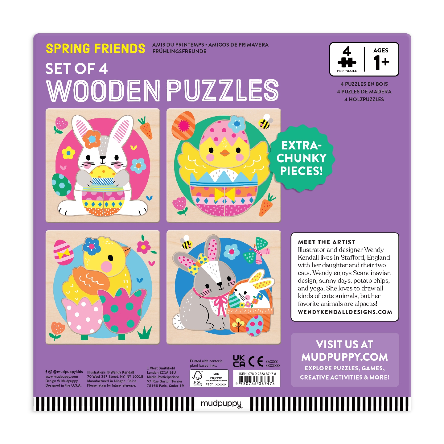 Spring Friends Set of 4 Wooden Puzzles