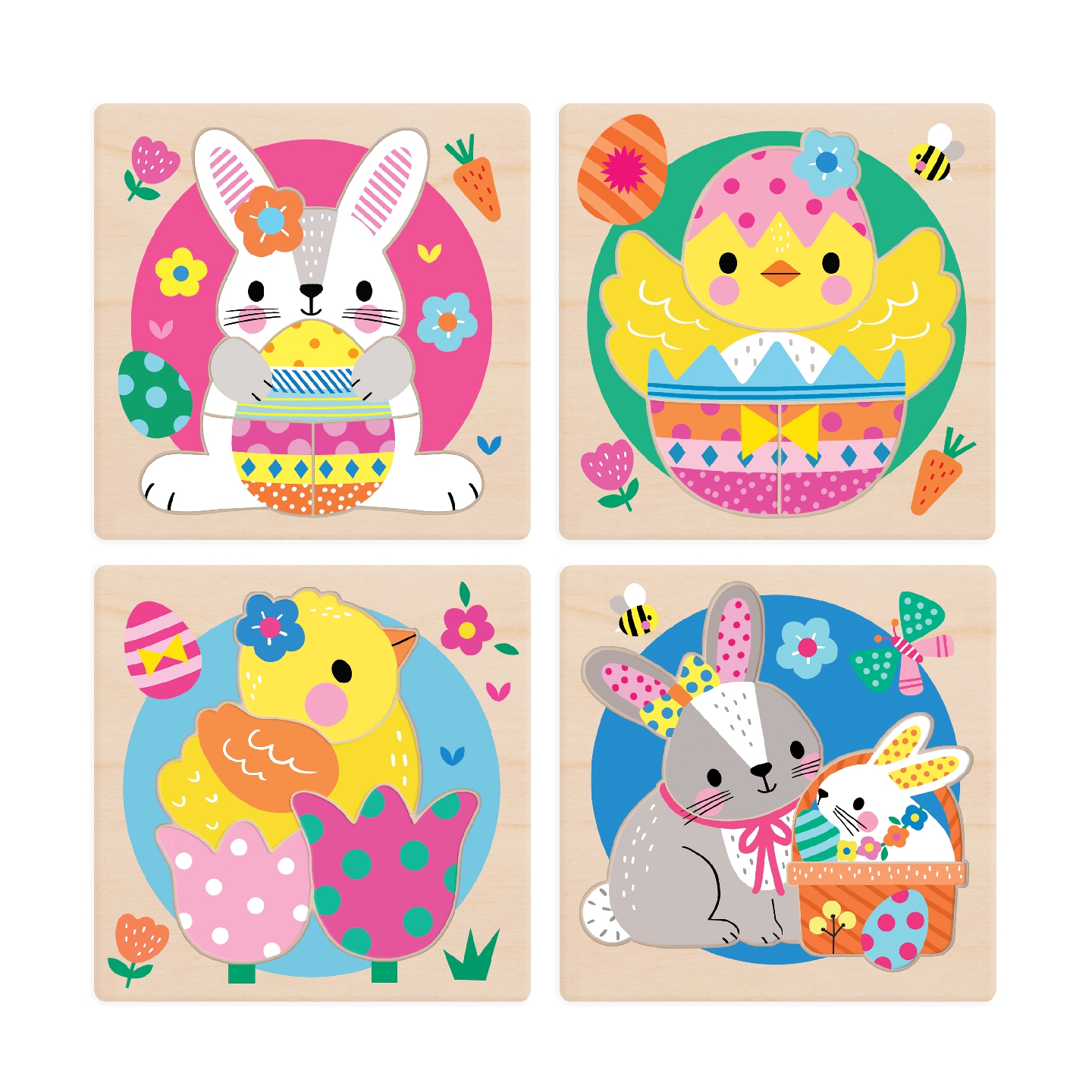 Spring Friends Set of 4 Wooden Puzzles