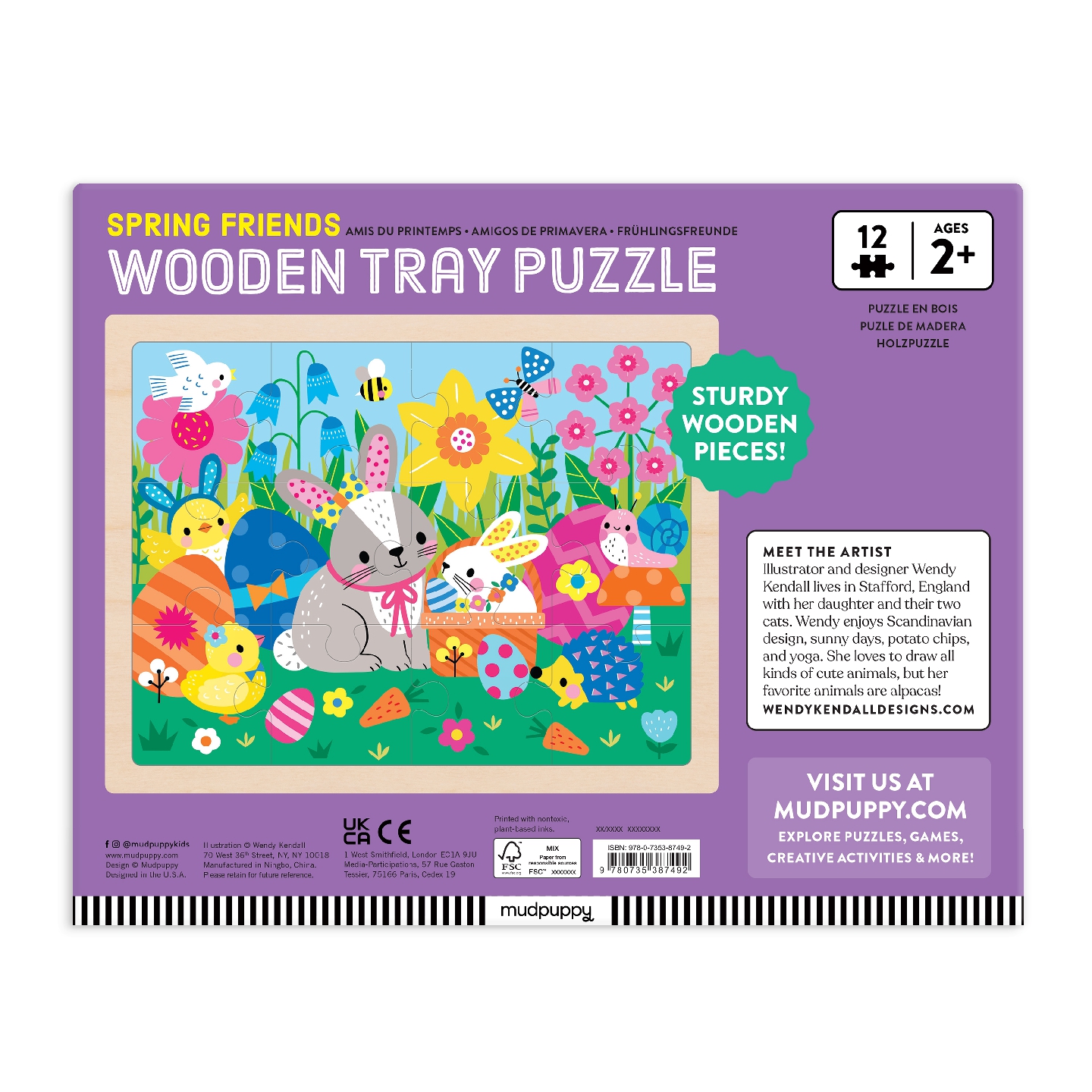 Spring Friends 12 Piece Wooden Puzzle