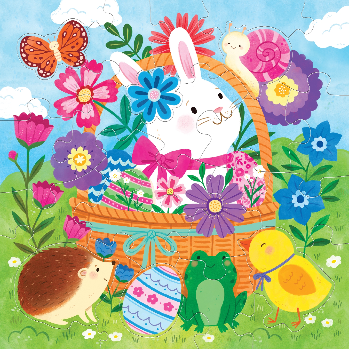 Bunny Basket 25 Piece Floor Puzzle with Shaped Pieces
