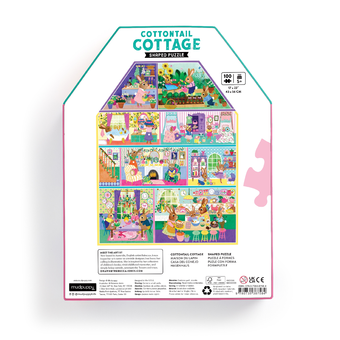 Cottontail Cottage 100 Piece House-shaped Puzzle