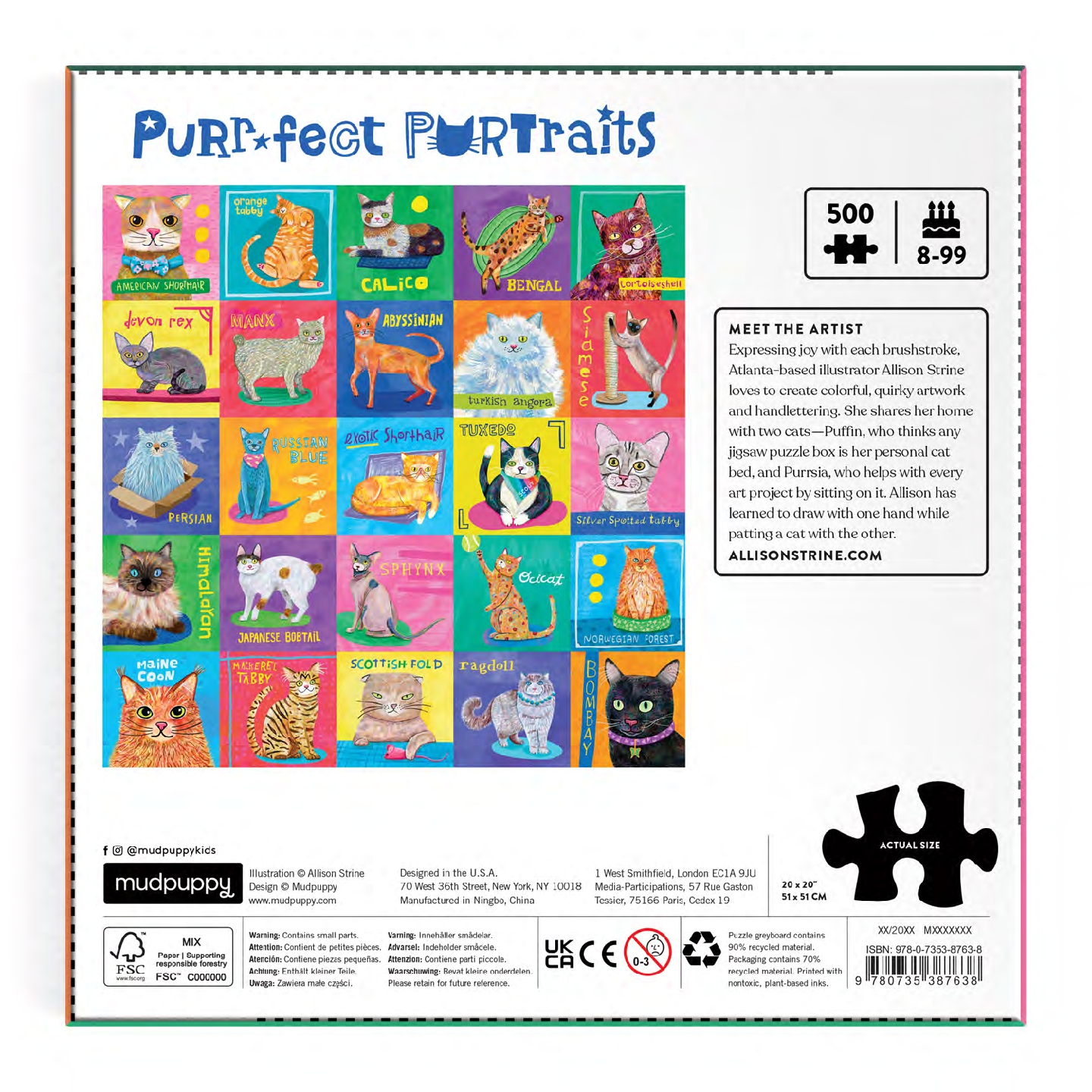 Purr-fect Portraits 500 Piece Family Puzzle