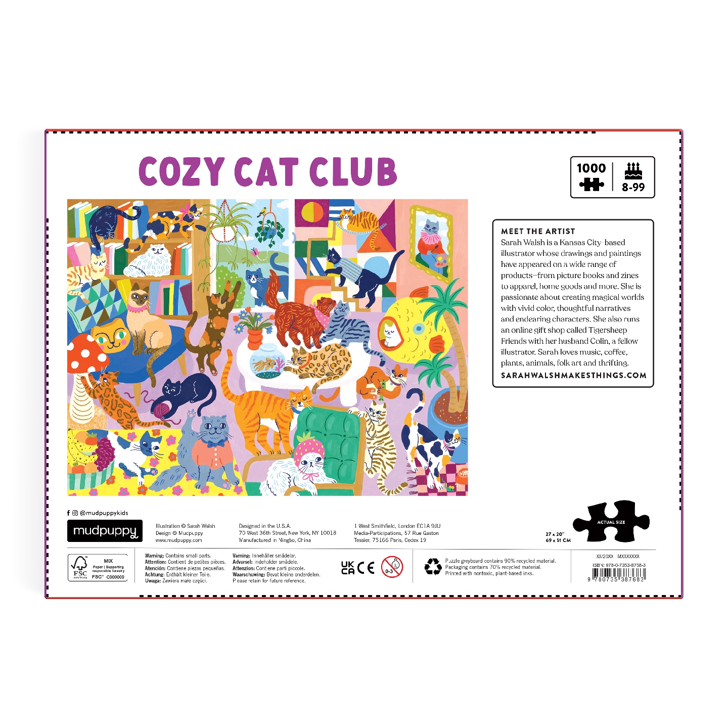 Cozy Cat Club 1000 Piece Family Puzzle